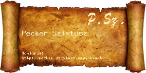 Pecker Szixtusz névjegykártya
